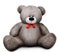 Soft grey sad teddy bear with red bow