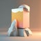 soft-hued sunset and jagged stones podium, empty showcase for packaging product presentation AI generation