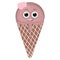 Soft ice cream in cone with smile and flower made of strawberry ice cream, fruity ball illustration cute kawaii with big eyes