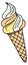 Soft ice cream icon. Sweet waffle cone