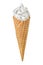 Soft ice cream in wafer cone isolated