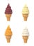 Soft ice icecream in waffle cone set