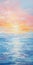 Soft Impressionist Ocean Sunset Painting With Acrylic Molding And Thick Impasto