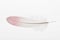 Soft and lightweight feather with pink and white gradient isolated on white.