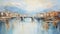 Soft And Majestic: Italian City Bridge Painting With Urban Emotions