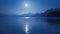 Soft moonbeams dance on the surface of the water creating a peaceful and dreamy atmosphere. .