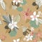 Soft Natural Colors Tropical Flowers Pattern