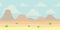 Soft nature landscape with blue sky, desert, volcanoes or mountains. Empty space. Nobody. Vector illustration in simple