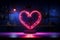 In the soft neon glow, a love sign kindles hearts with tenderness