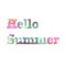 Soft pastel lettering HELLO SUMMER on a white background. Text with the image inside the letters.