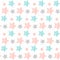 Soft pastel star seamless background. Grey, pink and blue star.