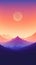 Soft Peach and Lilac Abstract Landscape with Mountains and Evening Sky AI Generated