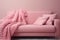 Soft Pink Blanket on a Cozy Sofa, pink life