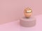 soft pink-cream scene abstract strawberry gold metallic 3d render