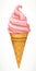 Soft pink fruit or berry ice cream in cone