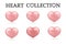 Soft pink heart collections. Set of six realistic hearts isolated on white background. 3d icons. Valentine s day vector