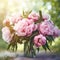 soft pink peonies flowers background