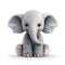Soft Plush Elephant Isolated on White Background. Generative ai