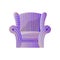 Soft purple striped lounge armchair isolated on white background