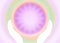 Soft retro purple, green, orange healing aura, energy field with 2 hands - grainy, high background