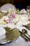 Soft romantic table setting for wedding