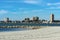 The soft, sandy beach at Lo Pagan, at the Mar Menor, Spain, on a spring day