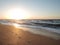 Soft Sea Ocean Waves Wash Over Golden Sand Background