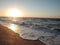 Soft Sea Ocean Waves Wash Over Golden Sand Background