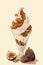 Soft serve ice cream frozen yogurt with nuts dates and figs