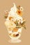 Soft serve ice cream frozen yogurt with nuts toppings illustration