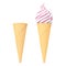 Soft Serve Ice Cream with Waffle Crispy Ice Cream Cone. 3d Rend