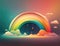 A soft shifting rainbow providing a dreamlike atmosphere. AI generation