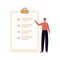 Soft skill for business concept collection. Vector flat character illustration. Task management. Man employee and checklist with