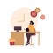 Soft skill for business concept collection. Vector flat character illustration. Task and time management. Woman sit at desk with