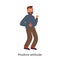 Soft skills concept with dancing businessman and text Positive attitude