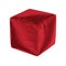 Soft square red pouf made of velvet on an isolated background. 3D rendering