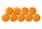 Soft tasty ripe apricots in neat rows isolated illustration