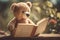 Soft teddy bear reading a novel. Generate ai