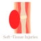 Soft tissue injury icon, cartoon style