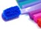 Soft touch toothbrush on colorful and white background