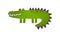 Soft toy crocodile flat vector illustration. Childish plush plaything. Smiling alligator, green artificial reptile. Cute