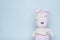 Soft toy knitted bunny. Plush crocheted bunny