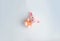 Soft toy pink pig on a light background