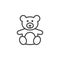 Soft toy, Teddy bear line icon, outline vector sign, linear pict