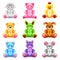 Soft toys icons vector set