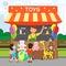 Soft Toys Store, Shop Flat Vector Illustration