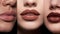 Soft understated lips in a series of natural tones created with Generative AI