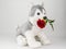 Soft valentine dog toy with red rose