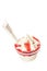 Soft vanilla ice cream with strawberry dressing