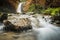 soft water of the stream in the natural park, Beautiful waterfall in rain forest